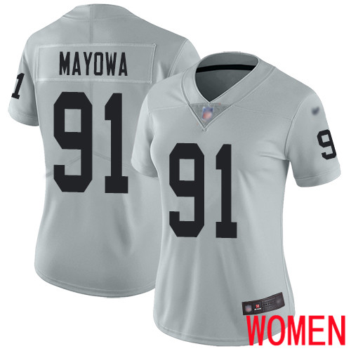 Oakland Raiders Limited Silver Women Benson Mayowa Jersey NFL Football #91 Inverted Legend Jersey->women nfl jersey->Women Jersey